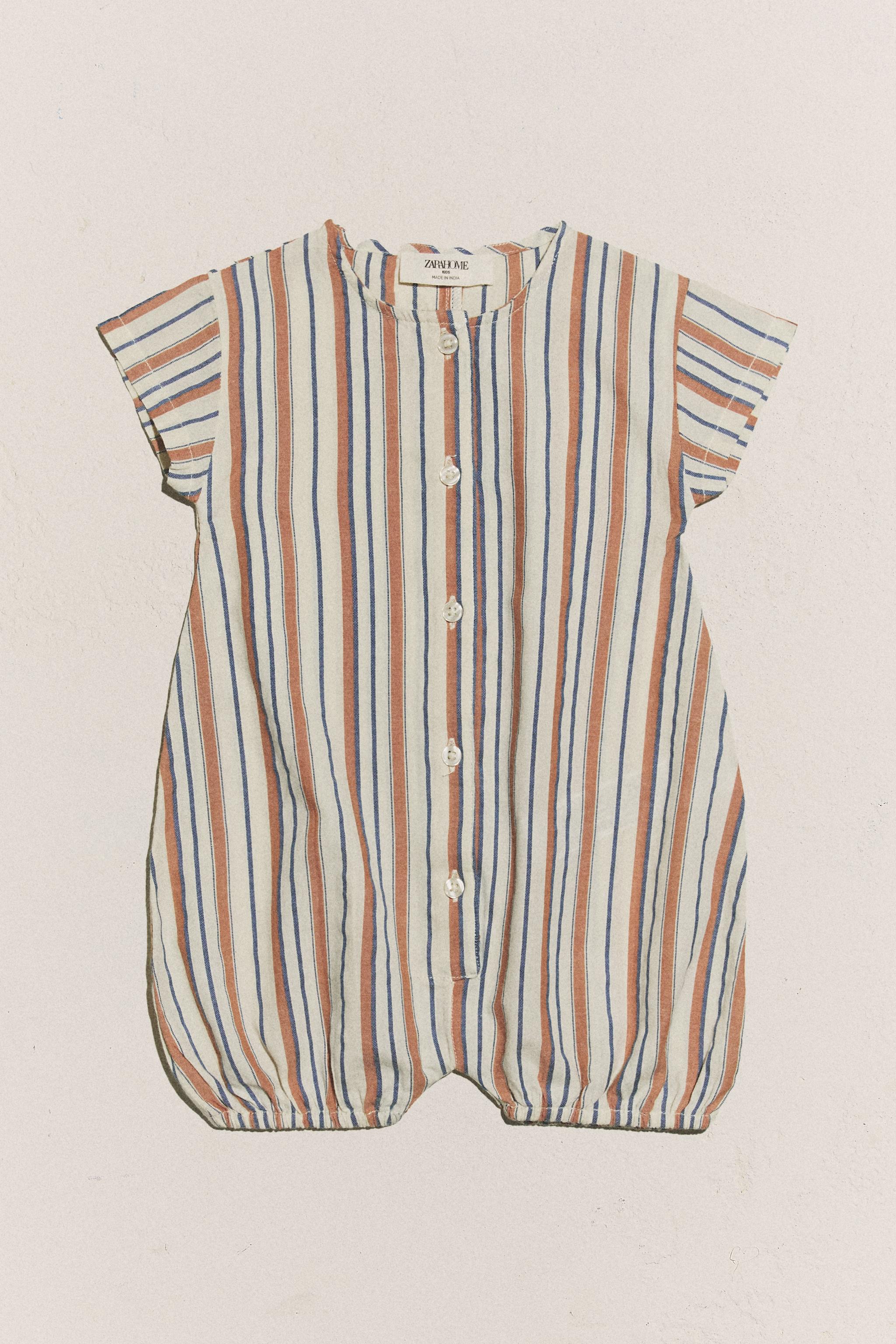 BABY STRIPED FOOTED ROMPER